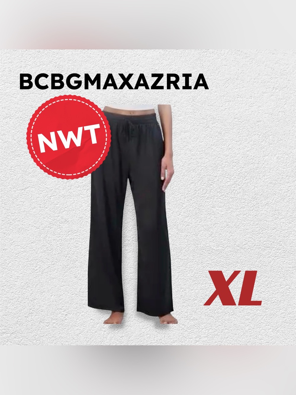 🇺🇸🆕NWT BCBGMAXAZRIA | XL | Classic Black wide legs satin lounge pants